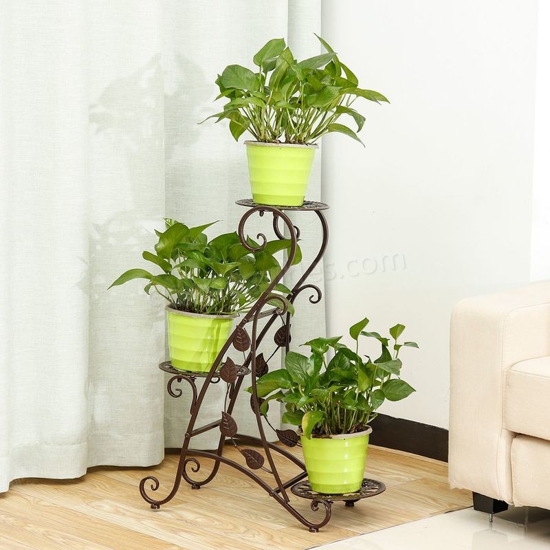 3 Tier Plant Stand Flower Pot Holder Rack Display Shelf Garden Patio cafe soldes en ligne - -2