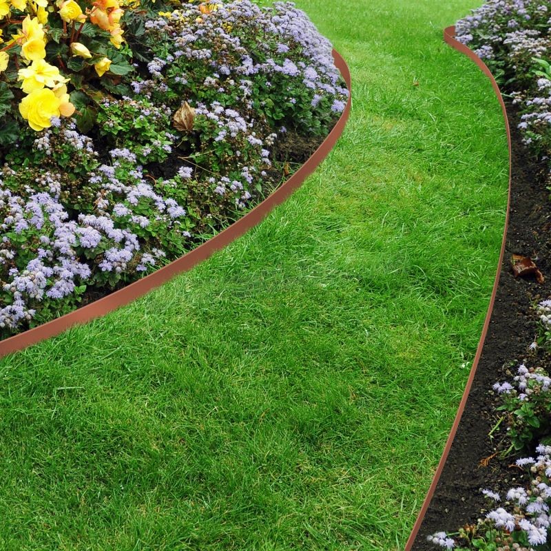 Bordurette de jardin flexible terracotta 10M avec 30 piquets d'ancrage soldes en ligne - -3