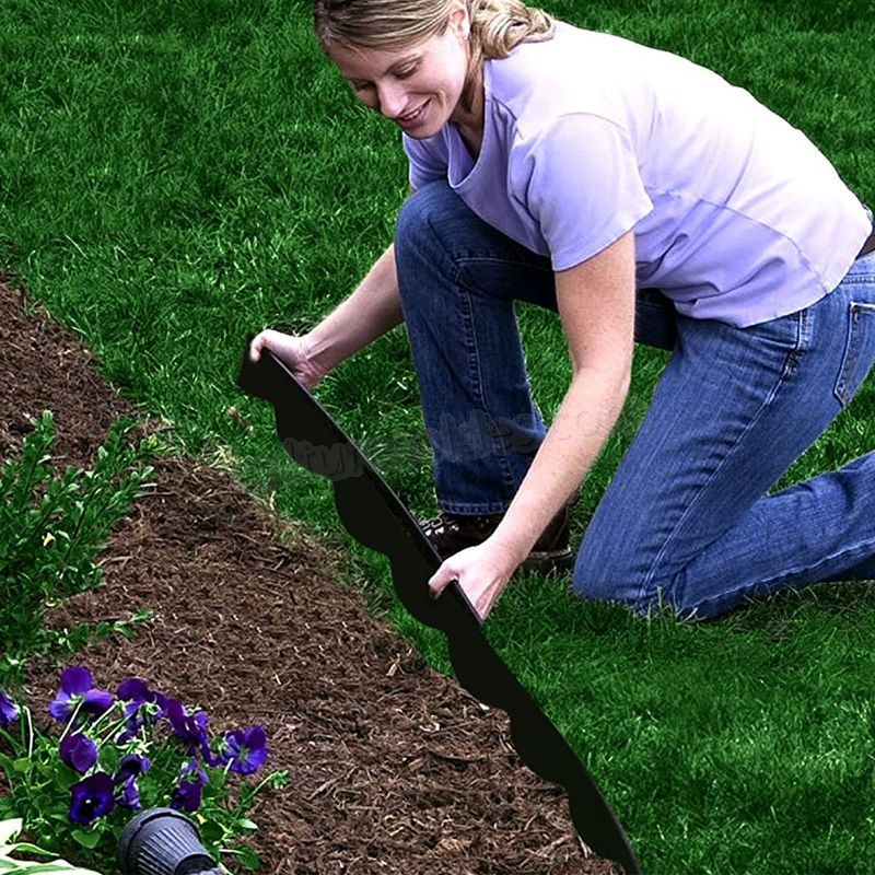 10pcs Am¨¦nagement de bordure de bande de bordure de pelouse de jardin pour le plastique de voie de lit de fleur d'herbe Noir 3m soldes en ligne - -4