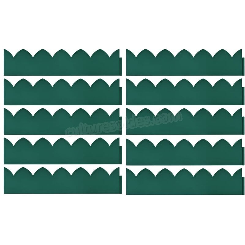 Hommoo Bordures de jardin 10 pcs Vert 65x15 cm PP HDV46391 soldes en ligne - -1