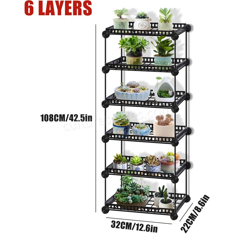 3/4/5/6 niveaux support de pot de fleur support de jardin étagère en métal plante décor extérieur intérieur (6 couches) soldes en ligne - -1
