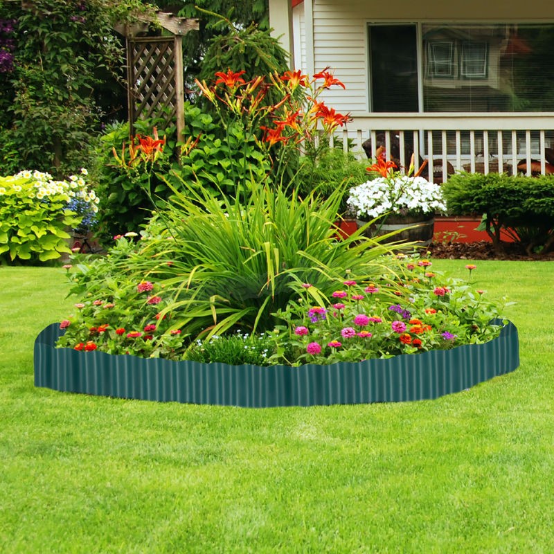  Bordure de jardin flexible, Clôture gazon, Rouleau plastique souple, parterre massif pelouse, 20x900 cm, vert soldes en ligne - -2