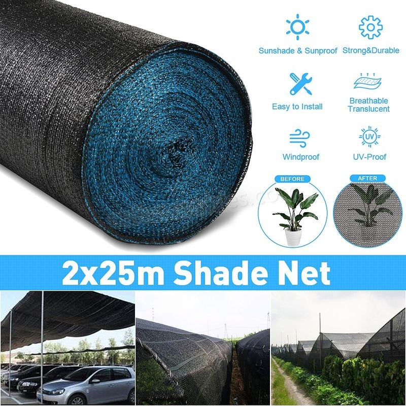 2x25m Filet d'ombrage Ombre noire Protection Cultiver Serre chaude soldes en ligne - -1