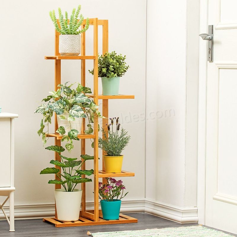 5 niveaux en bois pot de fleur plante stand étagère affichage jardin décor rack intérieur Sasicare soldes en ligne - -1