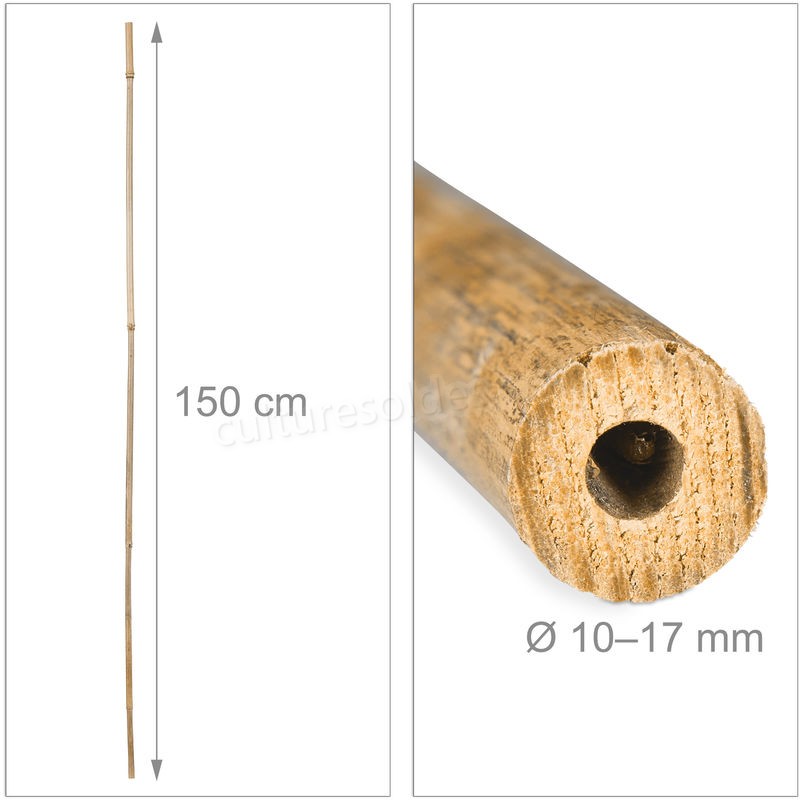  Tiges en bambou 150 cm, en bambou naturel, bâtons en bambou comme tuteur ou décoration, pour bricoler, couleur soldes en ligne - -3