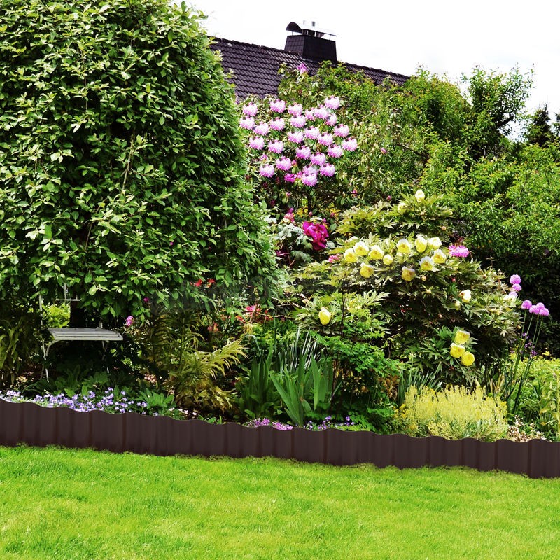  Bordure de jardin flexible, Clôture gazon, Rouleau plastique souple, parterre massif pelouse, 20x900 cm, vert soldes en ligne - -1