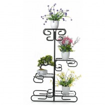 4 niveaux en métal plante fleur pot support support étagère rack affichage jardin patio décor Sasicare - Noir soldes en ligne