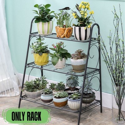 3-Tier Black Iron Succulent Flower Pots Plants Planter Stand Display Rack Book Shelf Shoe Organizer Sasicare soldes en ligne