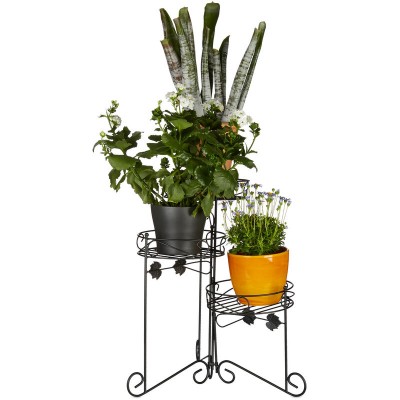  Porte plantes support pot de fleurs 3 étages 50 cm de hauteur décoratif, noir soldes en ligne