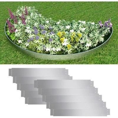 Set de 10 Clôtures de pelouse flexibles Bordure de jardin en acier galvanisé 100 x 15 cm soldes en ligne