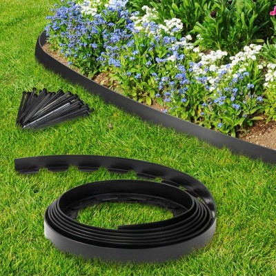 Bordurette de jardin flexible noire 10 M avec 30 piquets d'ancrage soldes en ligne