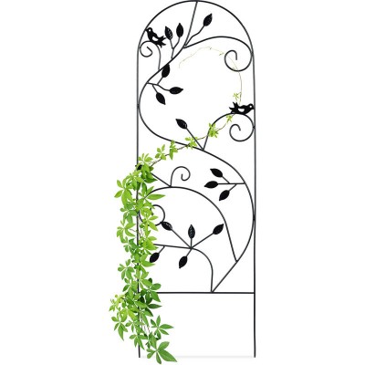  Treillis jardin oiseaux fer, Clôture plante grimpante Grille fleurs métal, Arceau rosier, 120 x 40 cm, noir soldes en ligne
