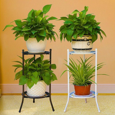 [24x30x35cm] Étagères à plantes en métal Support de pot de fleur Support de plante Affichage intérieur Jardin extérieur (blanc) soldes en ligne
