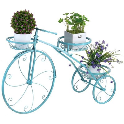 Support de support de plante en métal Forme de bicyclette Jardinière Étagère de pot de fleur Grille soldes en ligne