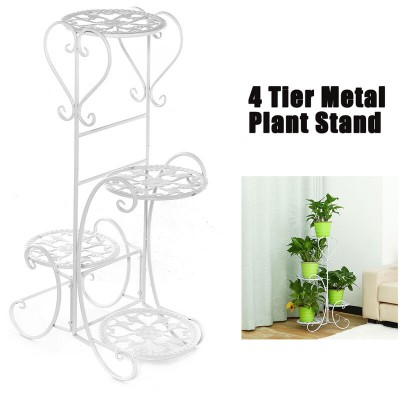 4 niveaux de support de plante en métal support de pot de fleur support de support d'affichage pour la maison et le jardin (blanc, blanc) soldes en ligne