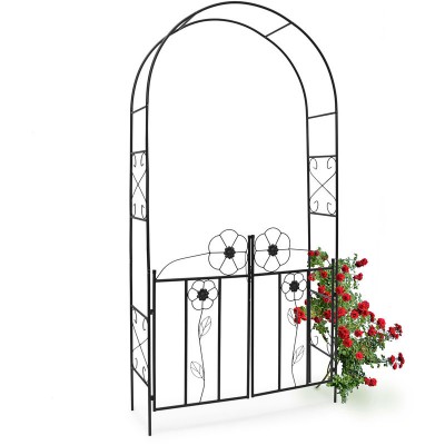  Arche à rosier Arceau de décoration jardin avec portillons H x l x P: 228 x 116 x 36,5 cm en fer époxy Support pour plantes grimpantes, noir soldes en ligne