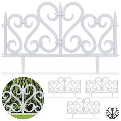  Bordure de jardin plastique, Clôture gazon 28 cm, 4 éléments, parterre massif pelouse, blanc soldes en ligne