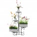 Support de pot de plante en métal à 4 niveaux, présentoir de fleurs, patio, jardin, maison (noir, supports ronds) soldes en ligne - 3