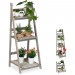  Escalier à fleurs, étagère bois, Escalier plantes échelle pliante intérieur, HxlxP: 108 x 41 x 40 cm, gris soldes en ligne