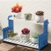 50/40 / 30CM support de plantes à fleurs en bois 2 niveaux étagère de rangement présentoir organisateur de jardin (bleu, 50 cm) soldes en ligne - 1