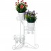  Escalier fleurs métal 3 niveaux support pot de fleurs Étagère pour plantes rond décoration H: 40 cm, blanc soldes en ligne